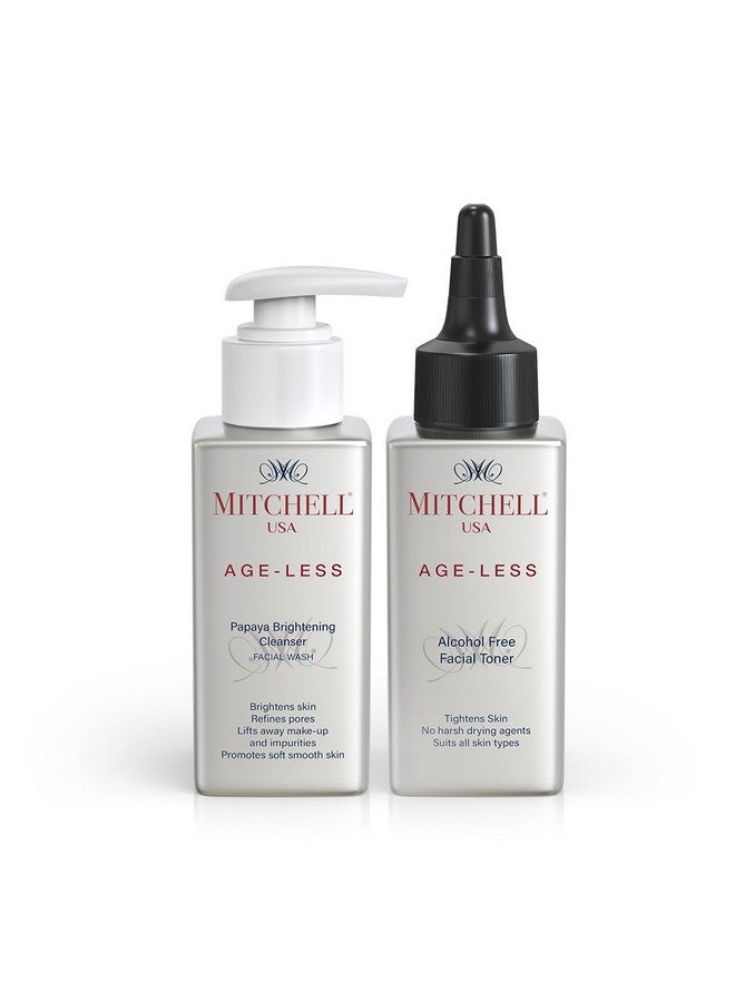 Mitchell USA Age-Less Papaya Brightening Cleanser, 100ml and Alcohol-Free Facial Toner, 100ml Combo - Image 1