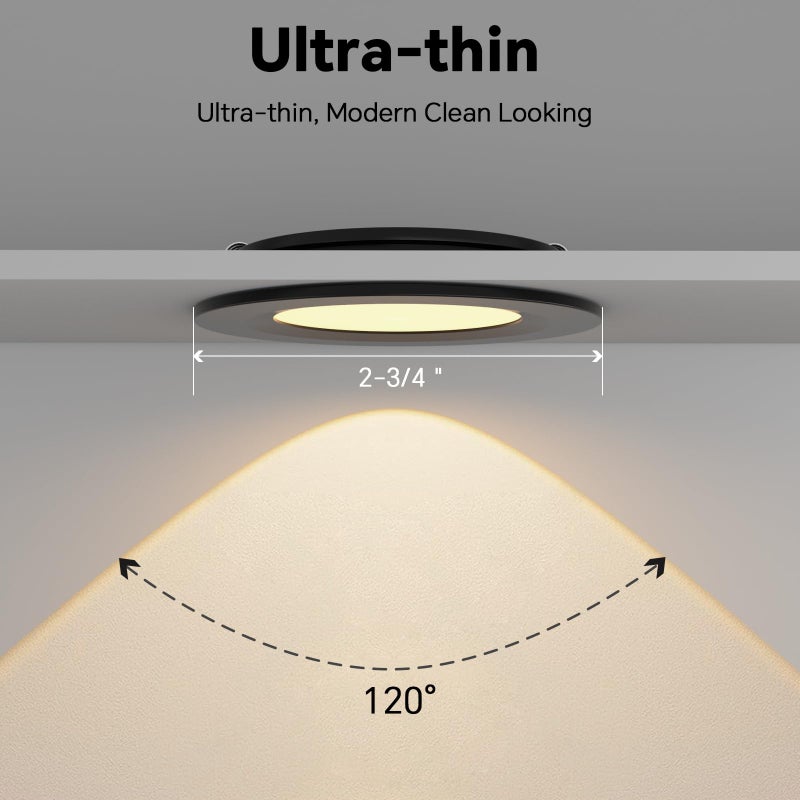 acegoo RV 2.75" Recessed LED Ceiling Light 12V Ultra-Thin Puck Light, Dimmable RV Lights Interior for Camper Van Truck Motorhome Boat Sailboat Roof Under Cabinet Lighting, 6 Pack (Black,Warm White) - Image 5