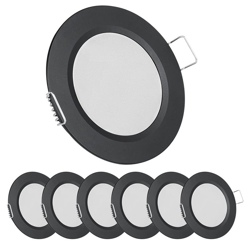 acegoo RV 2.75" Recessed LED Ceiling Light 12V Ultra-Thin Puck Light, Dimmable RV Lights Interior for Camper Van Truck Motorhome Boat Sailboat Roof Under Cabinet Lighting, 6 Pack (Black,Warm White) - Image 1