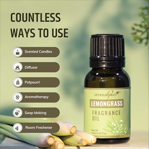 Aromahpure Fragrance Oil | 15 ml | Lemongrass Aroma Oil for Home Fragrance | Best for Aromatherapy | Helps in Meditation | Used in Diffusers, Candles, Air Fresheners, Soaps, IFRA Certified - Image 4