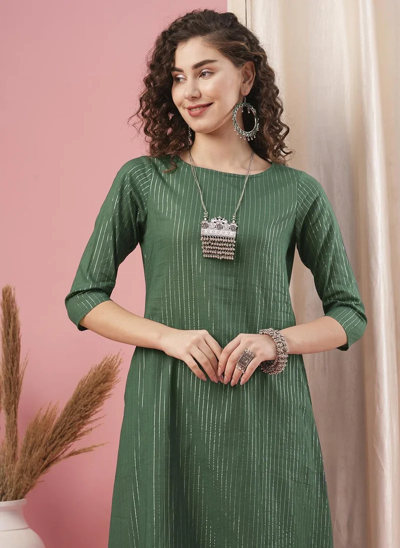 globus Globus Women Striped A Line Kurta & Palazzo Festive Set