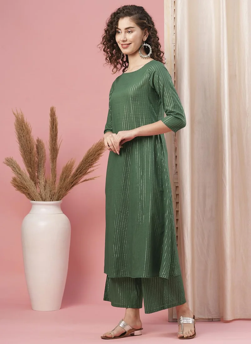 globus Globus Women Striped A Line Kurta & Palazzo Festive Set