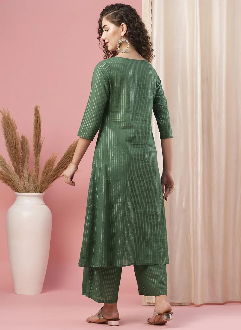 globus Globus Women Striped A Line Kurta & Palazzo Festive Set