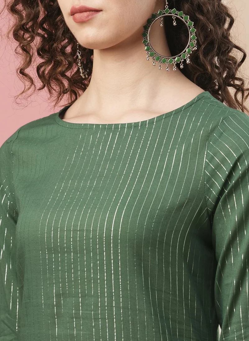 globus Globus Women Striped A Line Kurta & Palazzo Festive Set