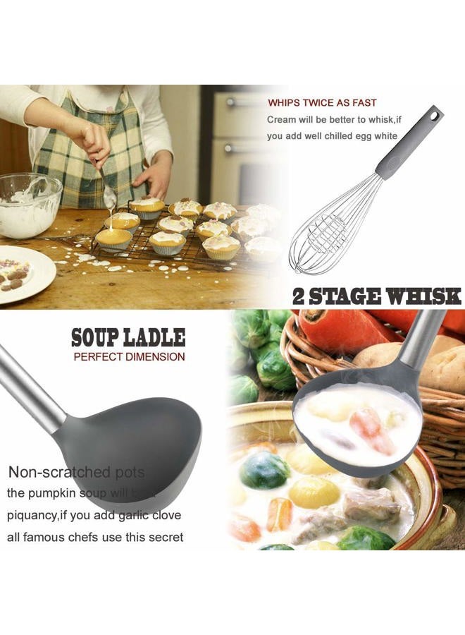 BECBOLDF Kitchen Utensil Set,Silicone Cooking Utensils,Stainless Steel Kitchen Utensils Set,Silicone Spatula Set Utensil Set,Silicone Utensils Cooking Utensil Set,Kitchen Tools Gadgets - Image 4
