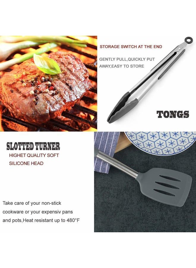 BECBOLDF Kitchen Utensil Set,Silicone Cooking Utensils,Stainless Steel Kitchen Utensils Set,Silicone Spatula Set Utensil Set,Silicone Utensils Cooking Utensil Set,Kitchen Tools Gadgets - Image 3