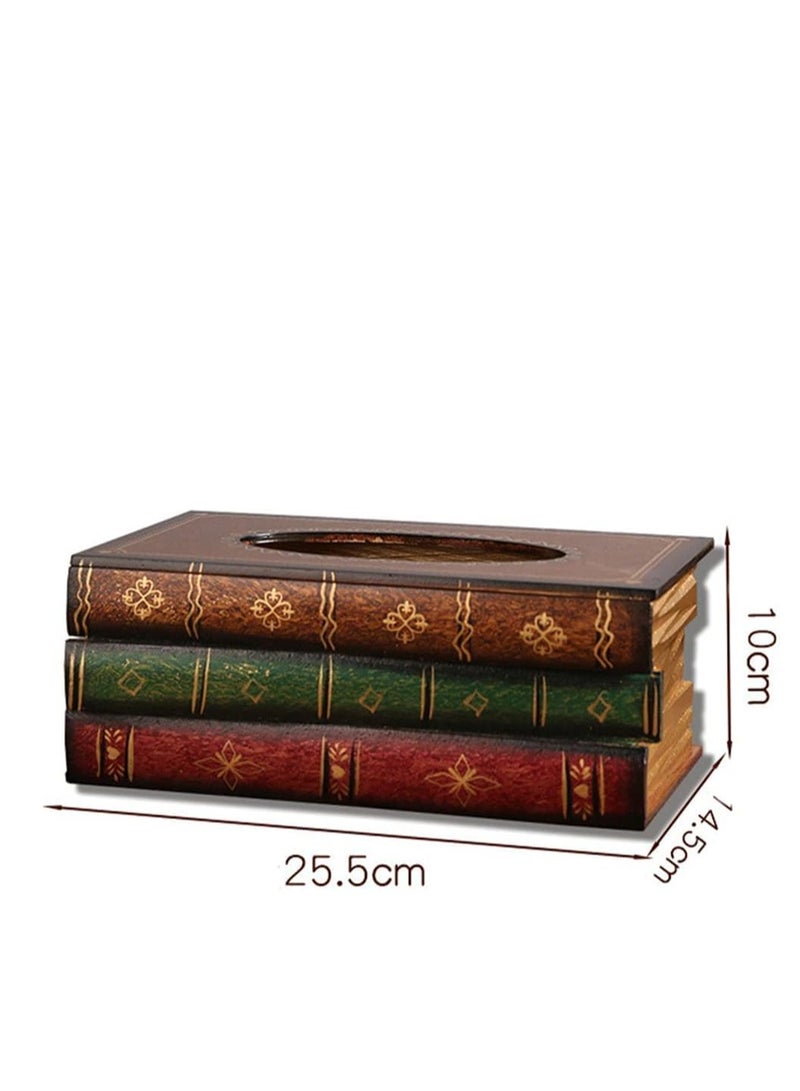 FFD Tissue Case Napkin Holder Book Shaped Wooden Tissue Box Cover Facial Tissue Cover Case Napkin Holder Wooden Facial Tissue Holder Decorative Tissue Dispenser - Image 2
