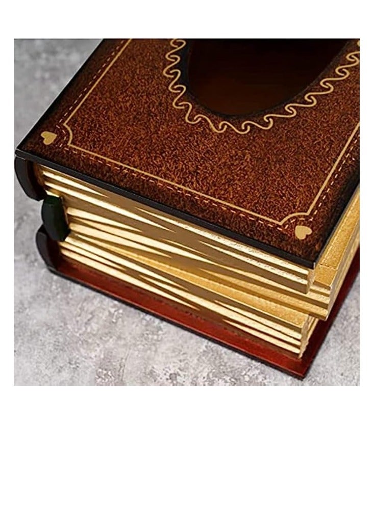 FFD Tissue Case Napkin Holder Book Shaped Wooden Tissue Box Cover Facial Tissue Cover Case Napkin Holder Wooden Facial Tissue Holder Decorative Tissue Dispenser - Image 3