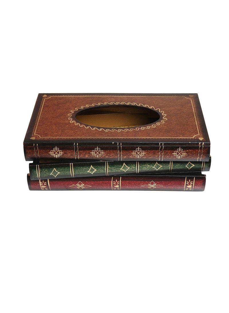 FFD Tissue Case Napkin Holder Book Shaped Wooden Tissue Box Cover Facial Tissue Cover Case Napkin Holder Wooden Facial Tissue Holder Decorative Tissue Dispenser - Image 5