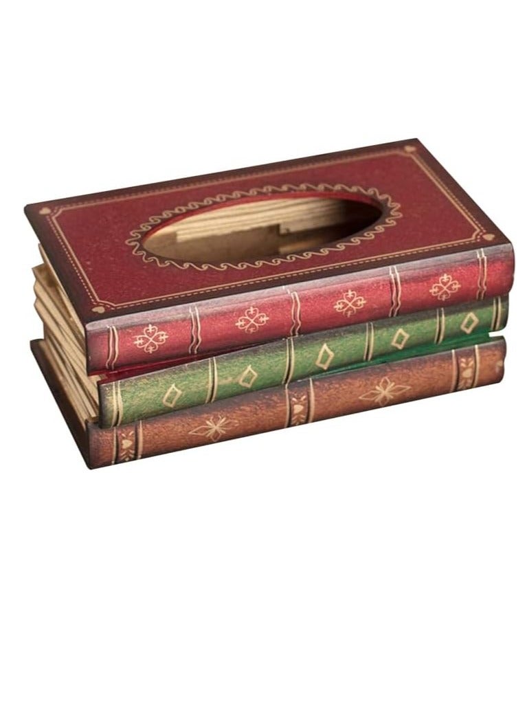 FFD Tissue Case Napkin Holder Book Shaped Wooden Tissue Box Cover Facial Tissue Cover Case Napkin Holder Wooden Facial Tissue Holder Decorative Tissue Dispenser - Image 4