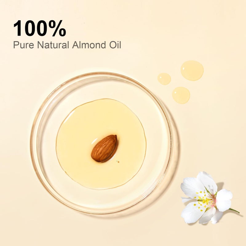 Yoken Organic Almond Oil 32 fl oz 100% USDA Pure Cold Pressed Glass Bottle Almond Oils for Skin, Hair, Face, Body Moisturizer, Smooth and Soft Skin, Base Carrier Oil for DIY, Massage - Image 2