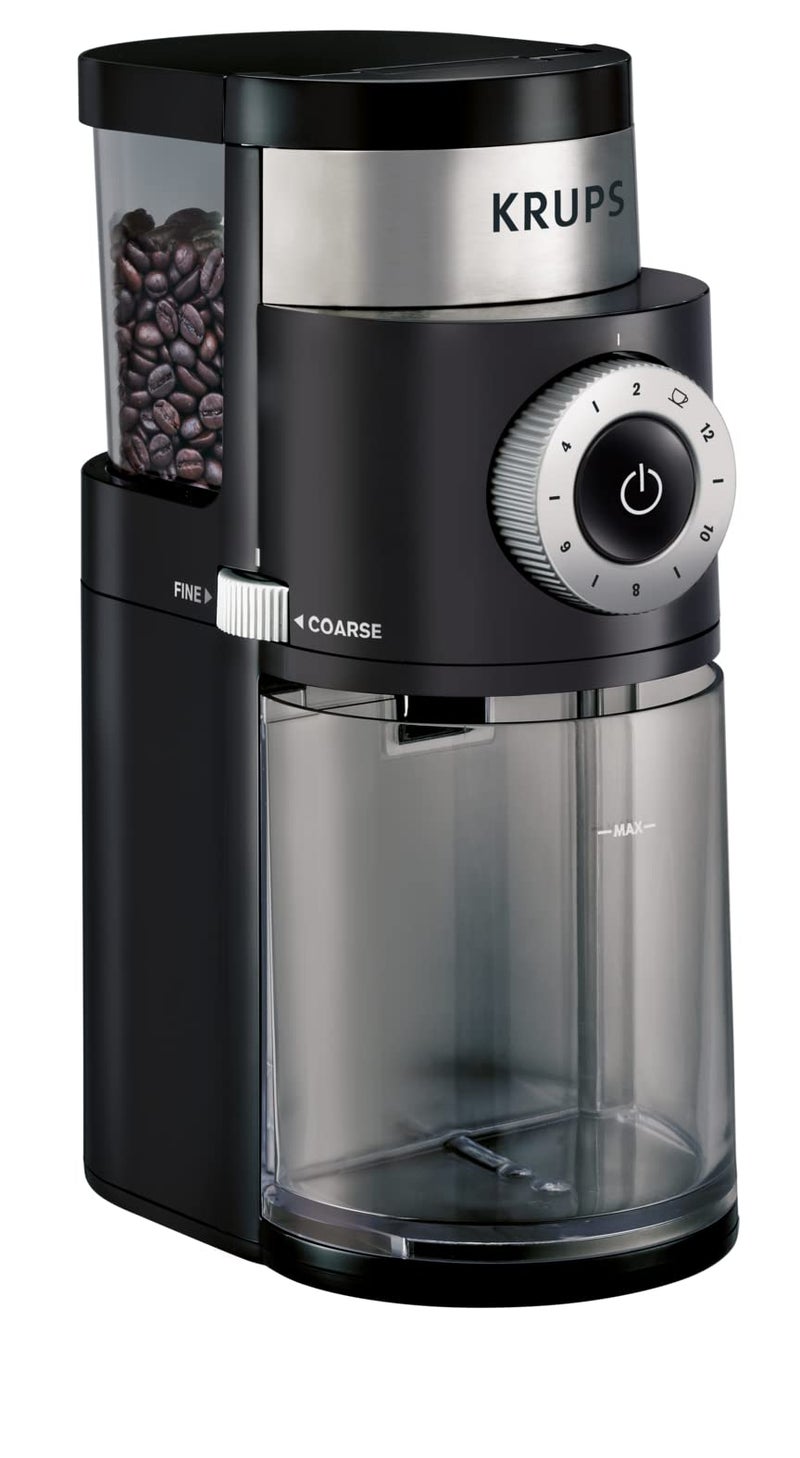 KRUPS Precision Flat Coffee Burr Grinder, 2-12 Cups, Black - Image 2