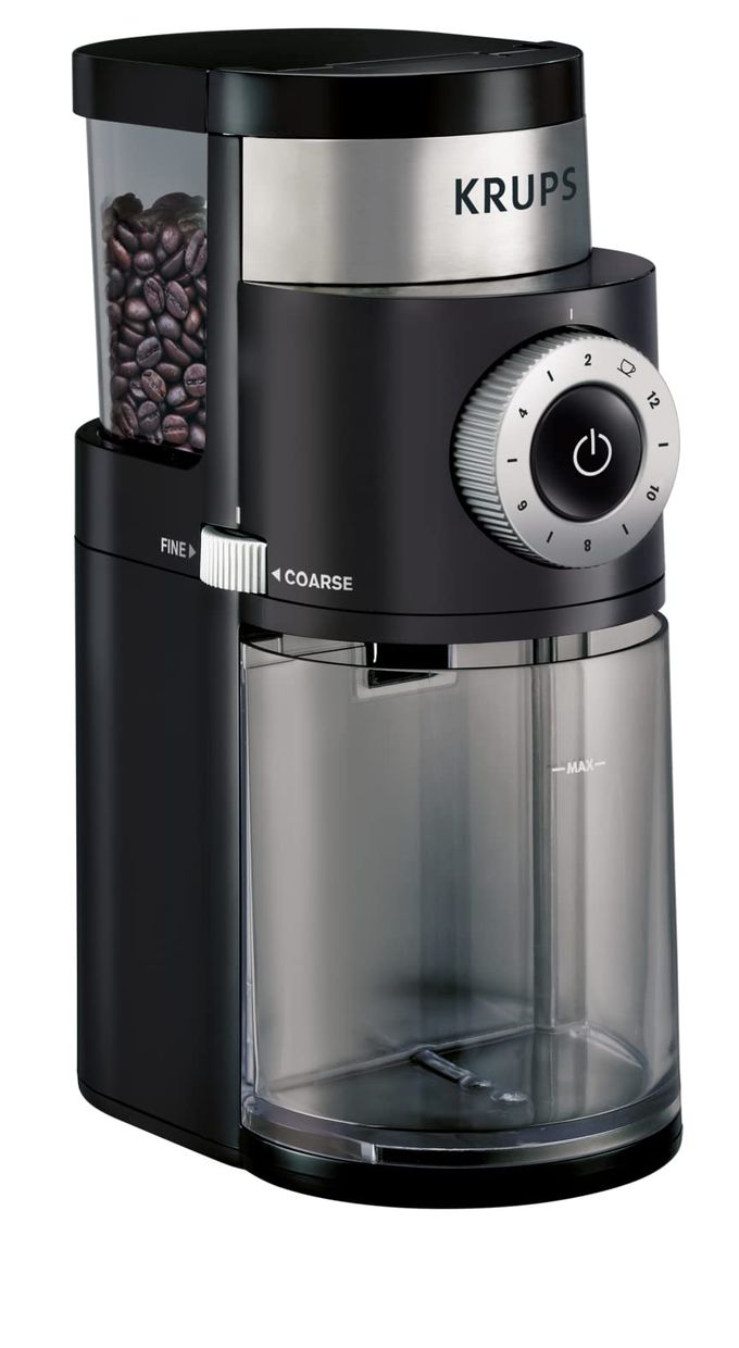 KRUPS Precision Flat Coffee Burr Grinder, 2-12 Cups, Black - Image 1