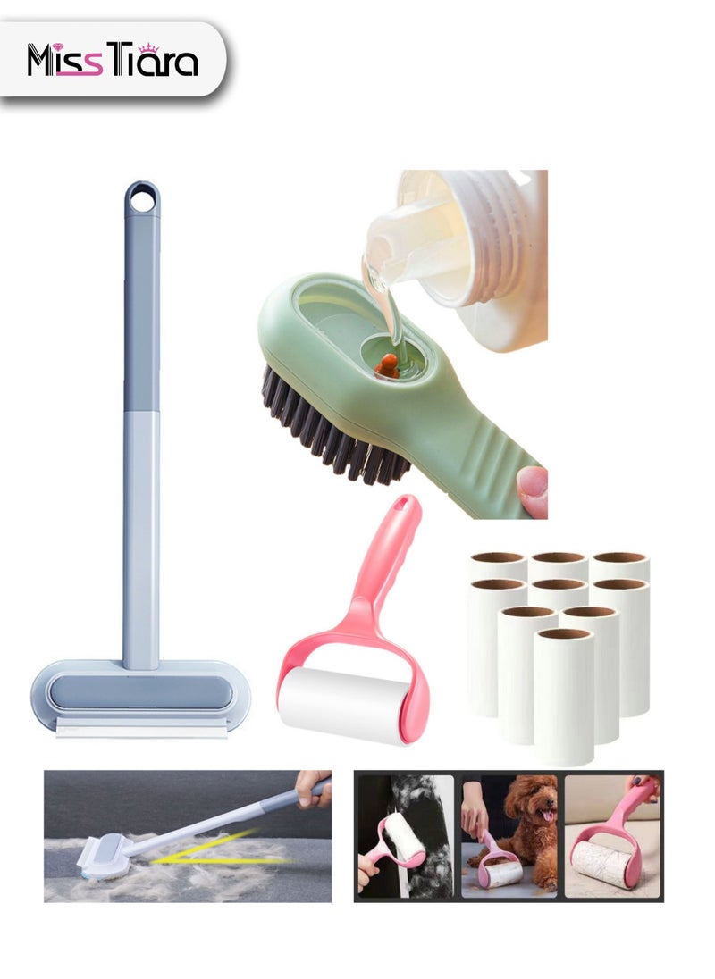 MissTiara 13pcs essential household cleaning brush set including 3 brushes and 10 refills suitable for sand windows sofas carpets floors and clothing  - Image 1