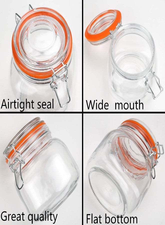 AKDC Encheng 25 Oz Glass Jars With Airtight Lids And Leak Proof Rubber Gasket,Wide Mouth With Hinged Lids For Kitchen Canisters 750Ml, Glass Storage Containers 6 Pack … - Image 1