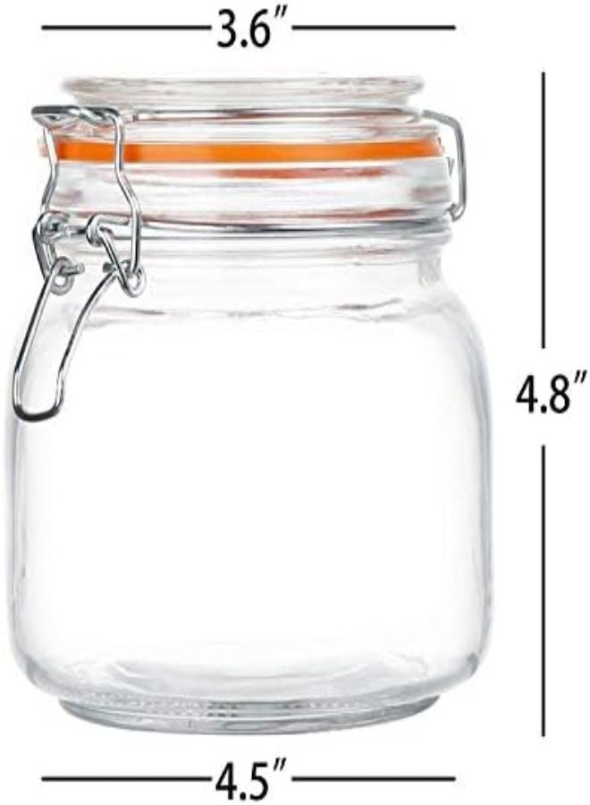 AKDC Encheng 25 Oz Glass Jars With Airtight Lids And Leak Proof Rubber Gasket,Wide Mouth With Hinged Lids For Kitchen Canisters 750Ml, Glass Storage Containers 6 Pack … - Image 2