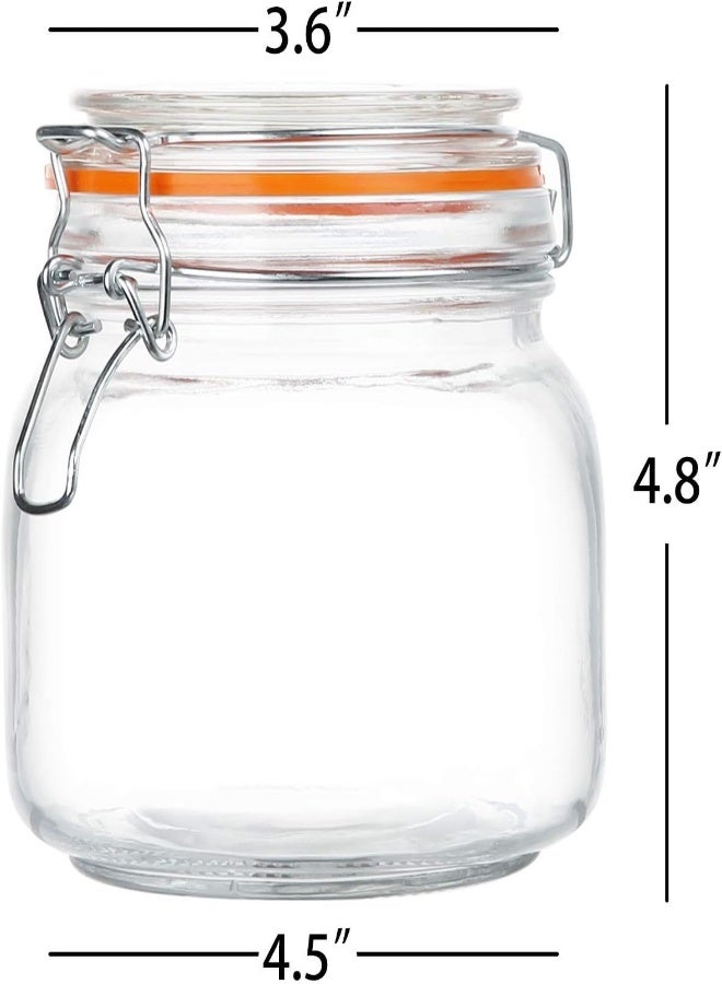 AKDC Encheng 25 Oz Glass Jars With Airtight Lids And Leak Proof Rubber Gasket,Wide Mouth With Hinged Lids For Kitchen Canisters 750Ml, Glass Storage Containers 6 Pack … - Image 3