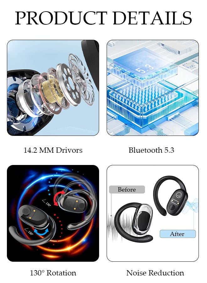 DUNISO - Wireless Earbuds Bluetooth 5.3 Headphones Wireless Charging Case Sports Ear Buds Touch Control LED Power Display Built-in Mic Headset Waterproof Earphones in-Ear for IOS and Android - Image 1