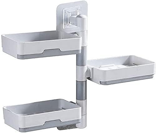 BluBasket Three Layers Super Powerful SelfAdhesive Soap Dish Holder for Bathroom Shower and Kitchen Wall Mounted Rotatable Soap Holder Box Storage 1 PC - Image 2