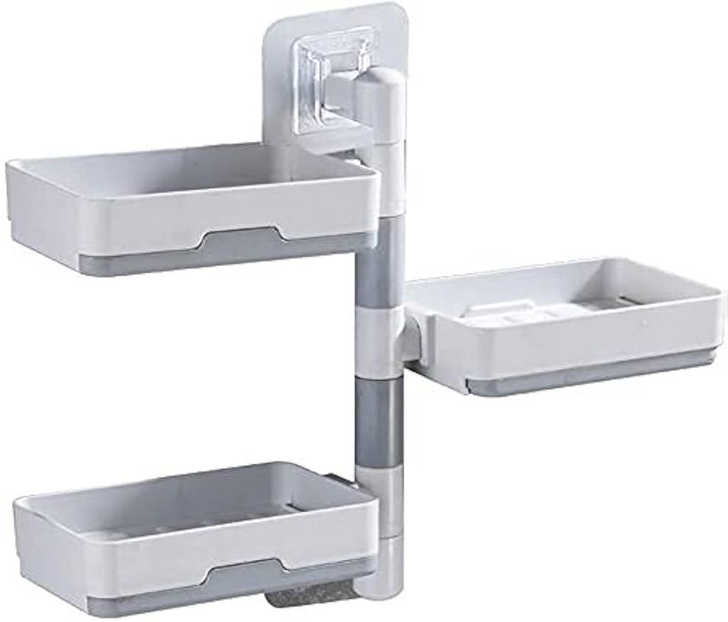 BluBasket Three Layers Super Powerful SelfAdhesive Soap Dish Holder for Bathroom Shower and Kitchen Wall Mounted Rotatable Soap Holder Box Storage 1 PC - Image 1