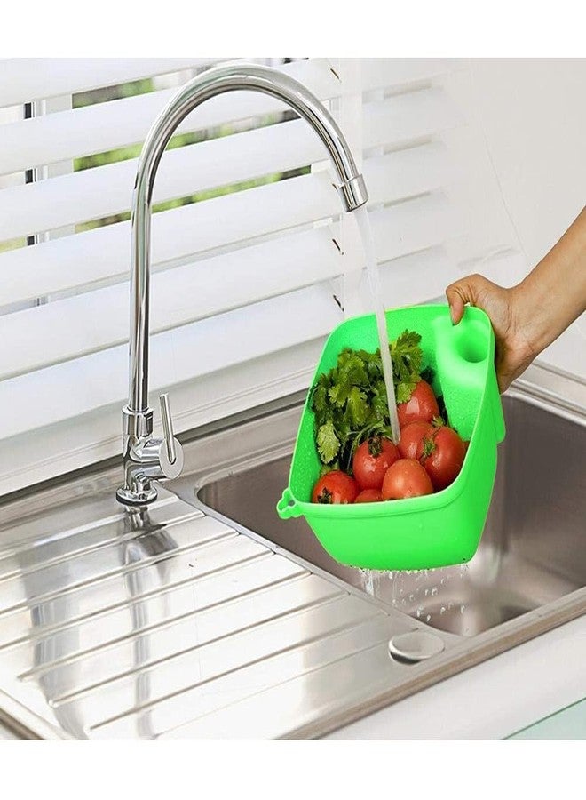FIT FOCUS Multi-Purpose Strainer or Washer Bowl for Fruits Big Size Rice Strainer Chalni for Kitchen, Colander for Kitchen, Rice Drainer Sieve Kitchen Vegetable Washing Basket channi for Fruits (Green) - Image 2