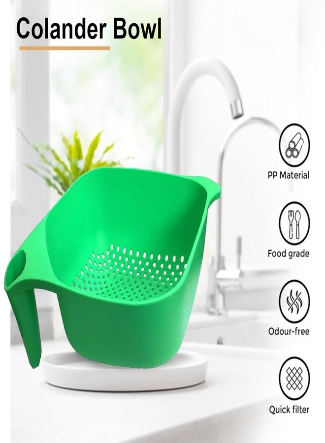 FIT FOCUS Multi-Purpose Strainer or Washer Bowl for Fruits Big Size Rice Strainer Chalni for Kitchen, Colander for Kitchen, Rice Drainer Sieve Kitchen Vegetable Washing Basket channi for Fruits (Green) - Image 4