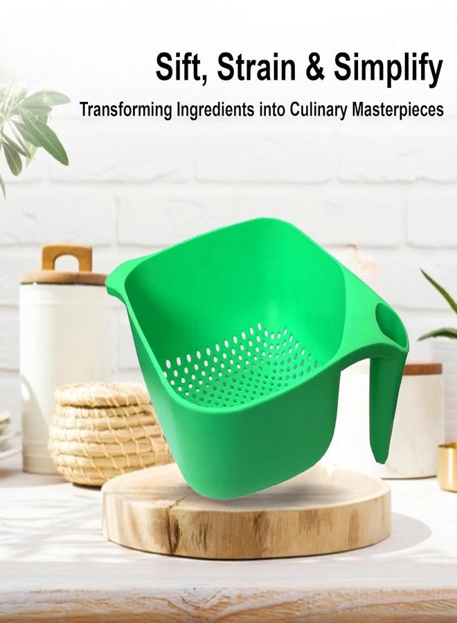 FIT FOCUS Multi-Purpose Strainer or Washer Bowl for Fruits Big Size Rice Strainer Chalni for Kitchen, Colander for Kitchen, Rice Drainer Sieve Kitchen Vegetable Washing Basket channi for Fruits (Green) - Image 5