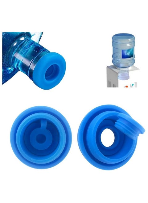 غطاء زجاجة مياه سعة 5 جالون، 2قطعه من اغطية زجاجات المياه القابلة لاعادة الاستخدام، غطاء سيليكون غير قابل للانسكاب 55 ملم