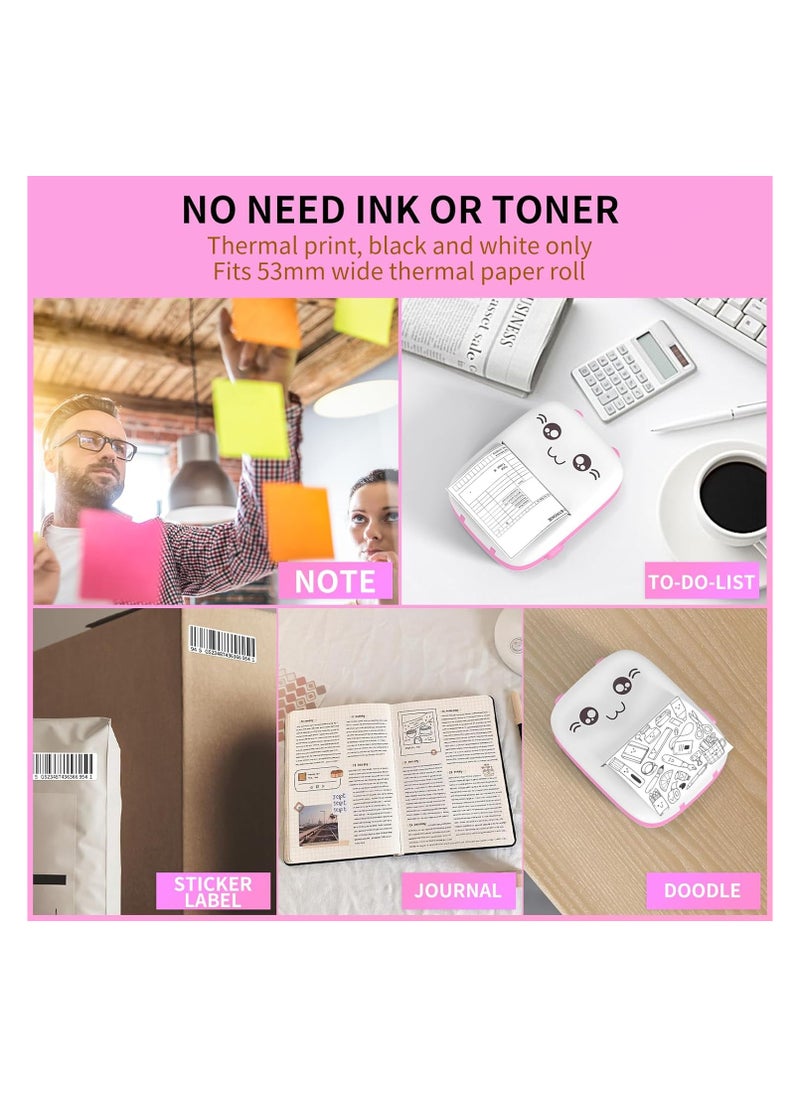 Generic Mini Photo Printer - Wireless Bluetooth Instant Thermal Printer with 10 Rolls Thermal Paper and Sticker - Portable Pocket Printer for Label Lists  - Image 3
