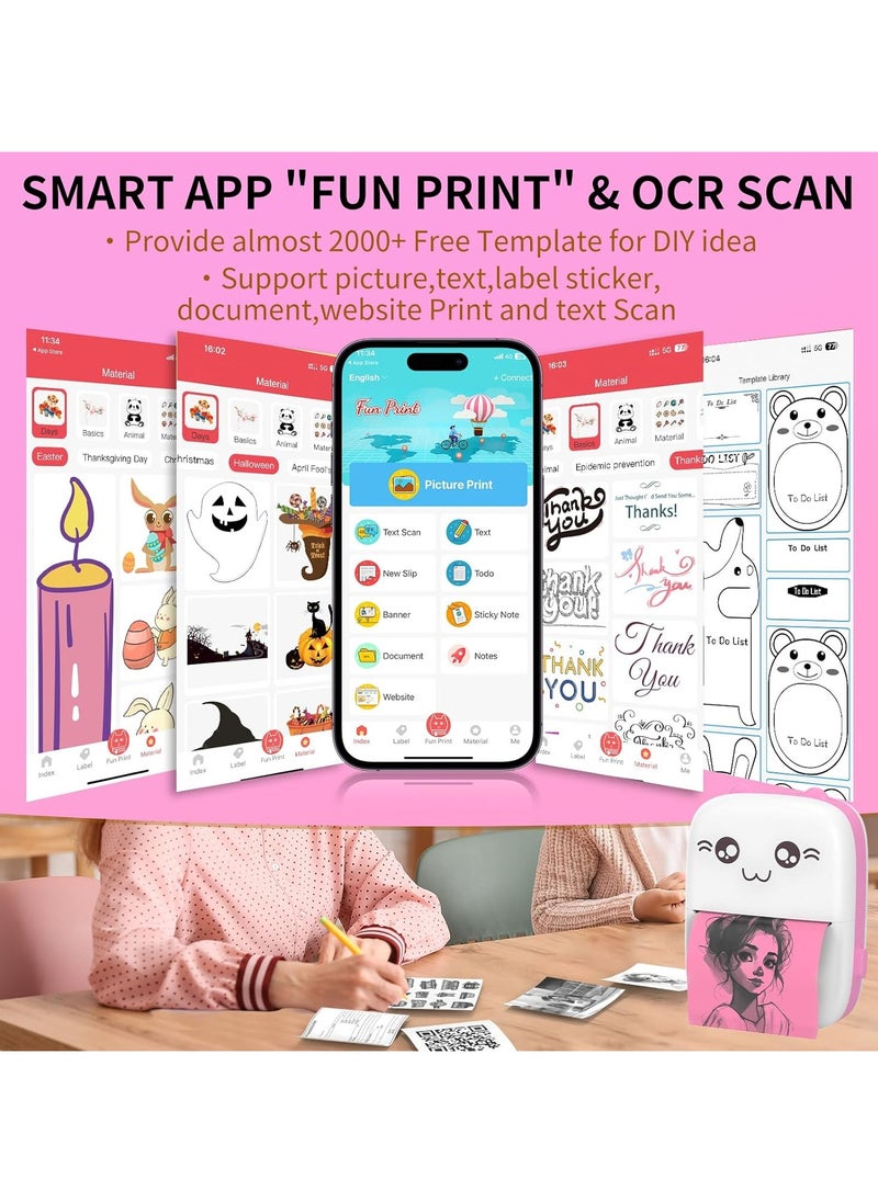Generic Mini Photo Printer - Wireless Bluetooth Instant Thermal Printer with 10 Rolls Thermal Paper and Sticker - Portable Pocket Printer for Label Lists  - Image 5