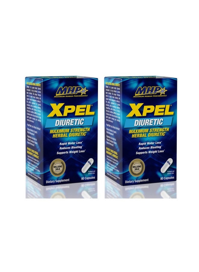 Maximum Human Performance MHP Xpel Maximum Strength Diuretic Capsules, 80 Count (Pack of 2) (Packaging May Vary) - Image 1