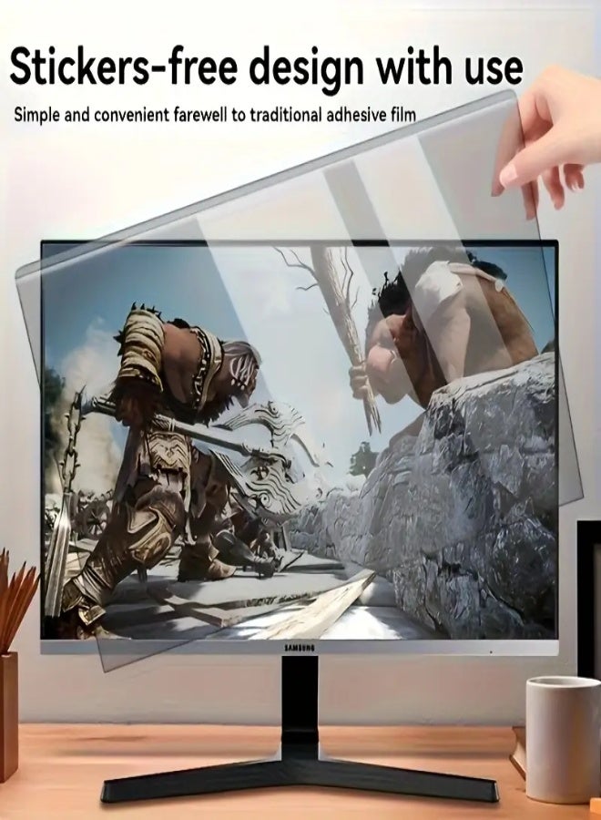 AROAQ 24-Inch 16:9 Hanging Monitor Screen Protector – Anti-Blue Light & Anti-Glare Acrylic Shield with Curved Surface, Eye Protection for Work & Gaming, Easy Installation - Image 4