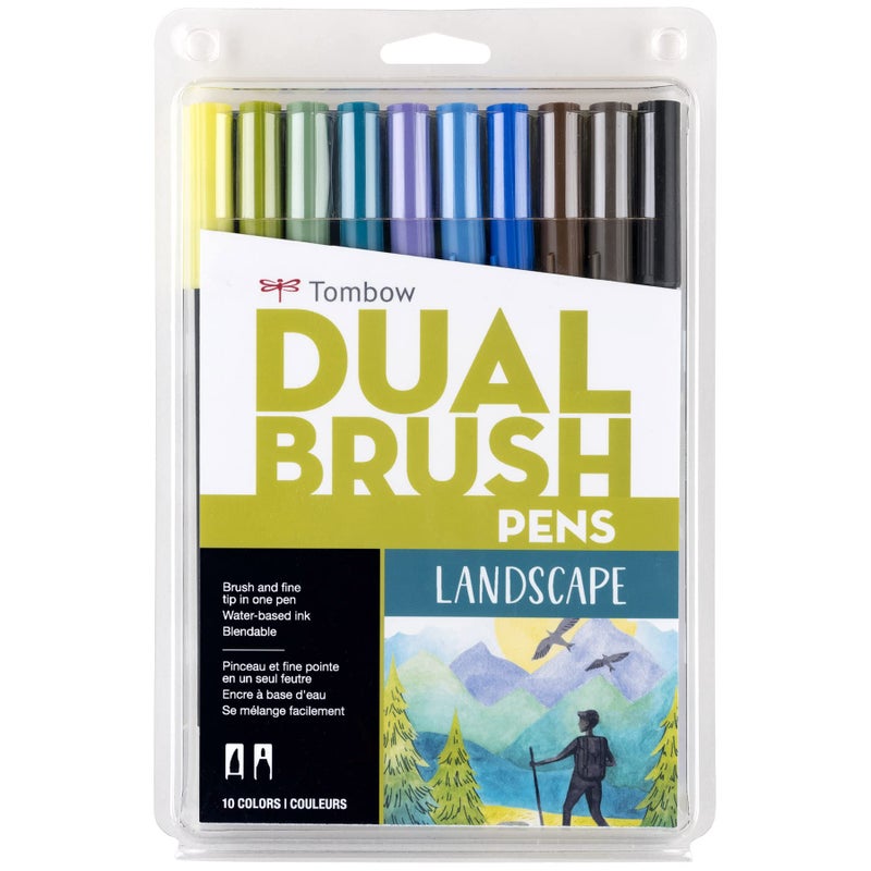Tombow 56169 Dual Brush Pen Art Markers, Landscape, 10-Pack. Blendable, Brush and Fine Tip Markers - Image 1