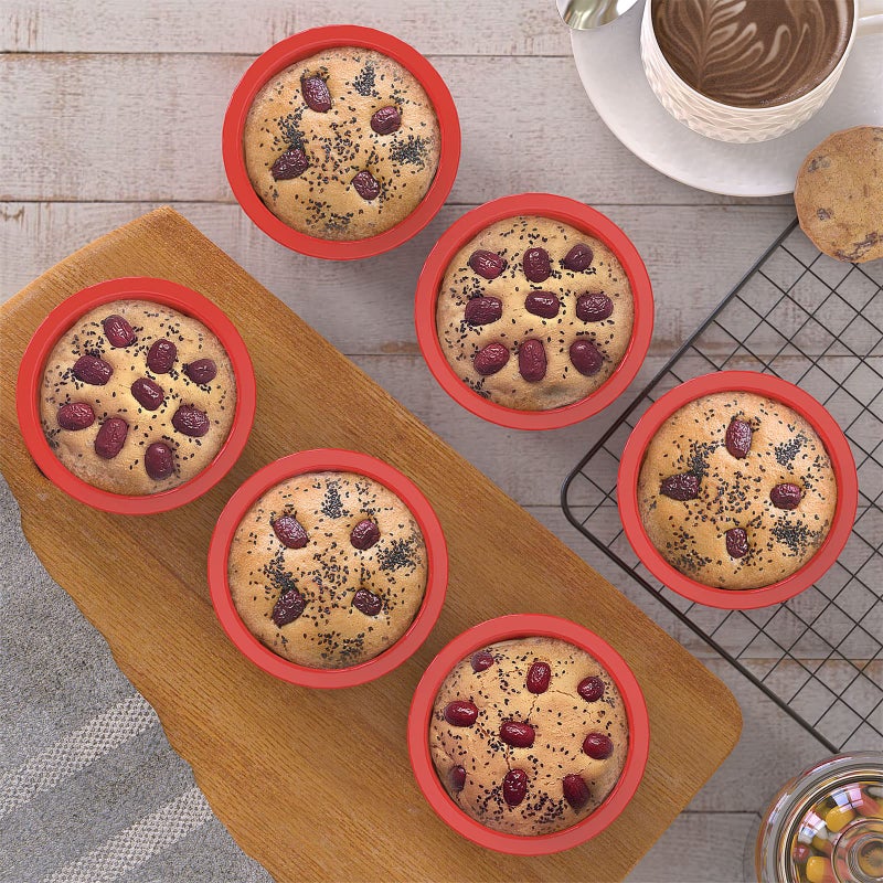 SILIVO 4 Inch Cake Pan (6 Pack) - Silicone Mini Smash Cake Pans, Nonstick Small Cake Pans for Smash Cake,Muffin and Egg Bites - Image 4