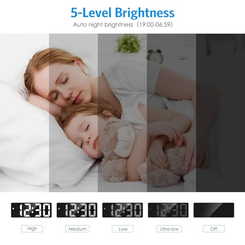AMIR Digital Alarm Clock, Upgraded Small Digital Clock, Digital Clock Large Display, Dimmable Snooze DST 12/24H, Desk Clock for Home School Office - Image 5