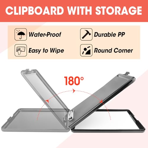YesBes 6 Pack Clipboard with Storage, High Capacity Storage Clipboard 8.5 x 11 with Pen Holder, Letter / A4 Size, Inner Plastic Folder Attached for Teacher Office Home, Size 13.4 x 9.4 x 0.9 in - Image 4