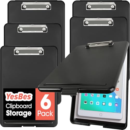 YesBes 6 Pack Clipboard with Storage, High Capacity Storage Clipboard 8.5 x 11 with Pen Holder, Letter / A4 Size, Inner Plastic Folder Attached for Teacher Office Home, Size 13.4 x 9.4 x 0.9 in - Image 1