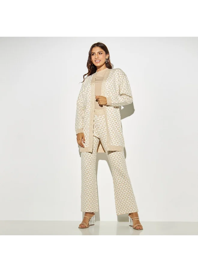 Iconic Iconic Jacquard Open Front Cardigan
