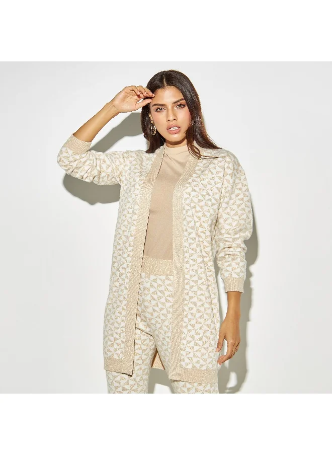 Iconic Iconic Jacquard Open Front Cardigan