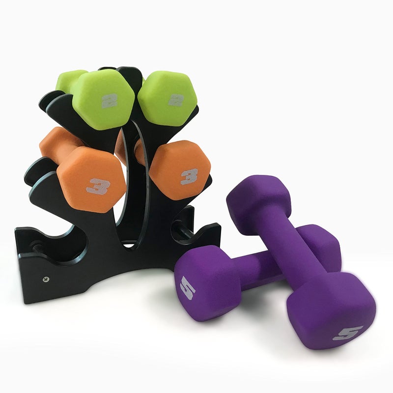CAP Barbell 20 LB Set of Neoprene Dumbbells with Rack 2 3 5 LB pairs