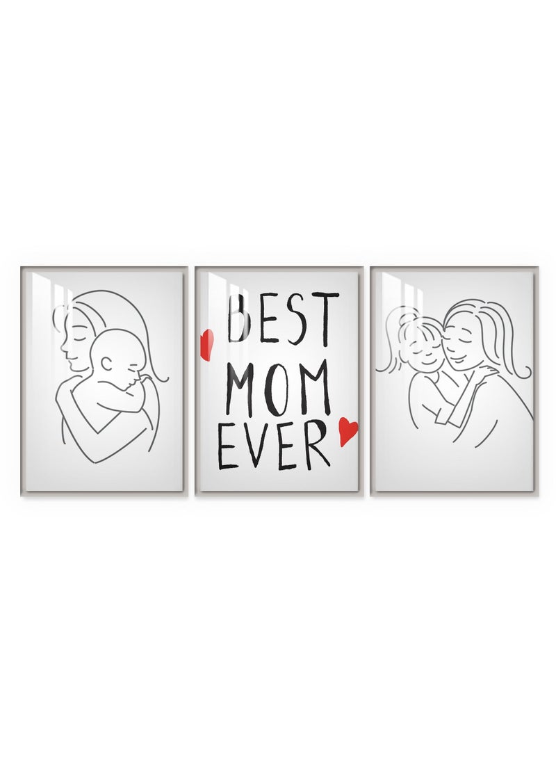 Marktna - Three Wall Panels 150x70cm with a Mother Day Design, Silver Frame And a Transparent Acrylic Layer 0.5kg - Image 1