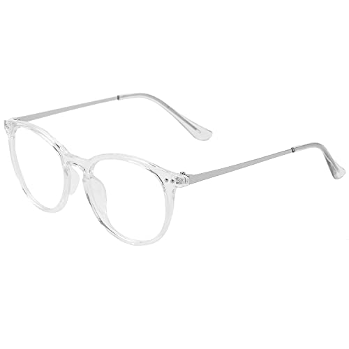 Kursan Non Prescription Clear Lens Fake Glasses for Women Men Retro Round Plastic Frame Eyeglasses (Transparent) - Image 2