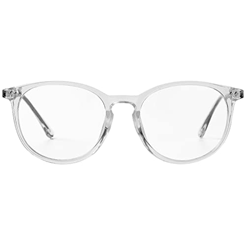 Kursan Non Prescription Clear Lens Fake Glasses for Women Men Retro Round Plastic Frame Eyeglasses (Transparent) - Image 4