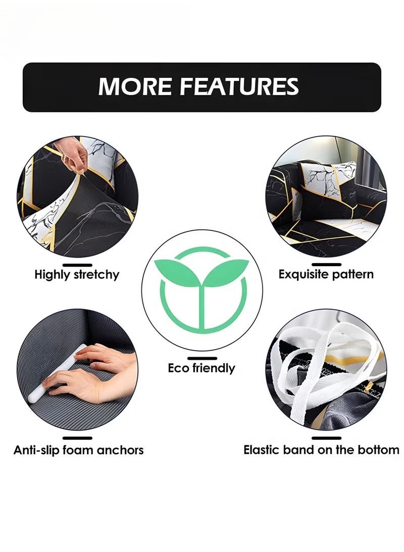 EETU Printed Stretch Sofa Cover Printed Couch Covers Sofa Slipcovers for 3 Cushion Couches Elastic Universal Furniture Protector - Image 4