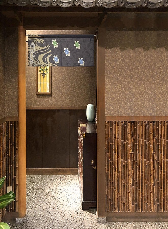 COTONOHA Japanese Short Noren Curtain - 33.5 x 11.8 in (85 x 30 cm) - Lace Fabric Doorway Divider for Kitchen, Entryway, or Room Décor - Made in Japan (Indigo Turtle) - Image 2