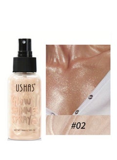 Ushas Glow Shimmer Spray - Shimmer Body Oil Liquid Easy to Push Away Natural Moisture Glitter Face Brightening Glow Pearl Highlighter Illuminator Shine Contouring Makeup for Face and Body #2  - Image 1