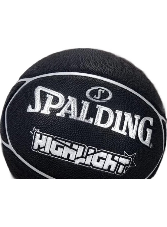 SPALDING كرة سلة، تصميم نجمي رائع، أسود وفضي، 7 قطع من البولي يوريثان، كرة منافسة للبالغين، 77-168Y - Image 3