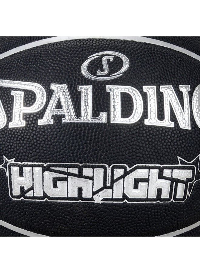 Spalding Basketball, Cool Five-star Design, Black And Silver, 7 Pieces Pu, Adult Compeion Ball, 77-168y - Image 5