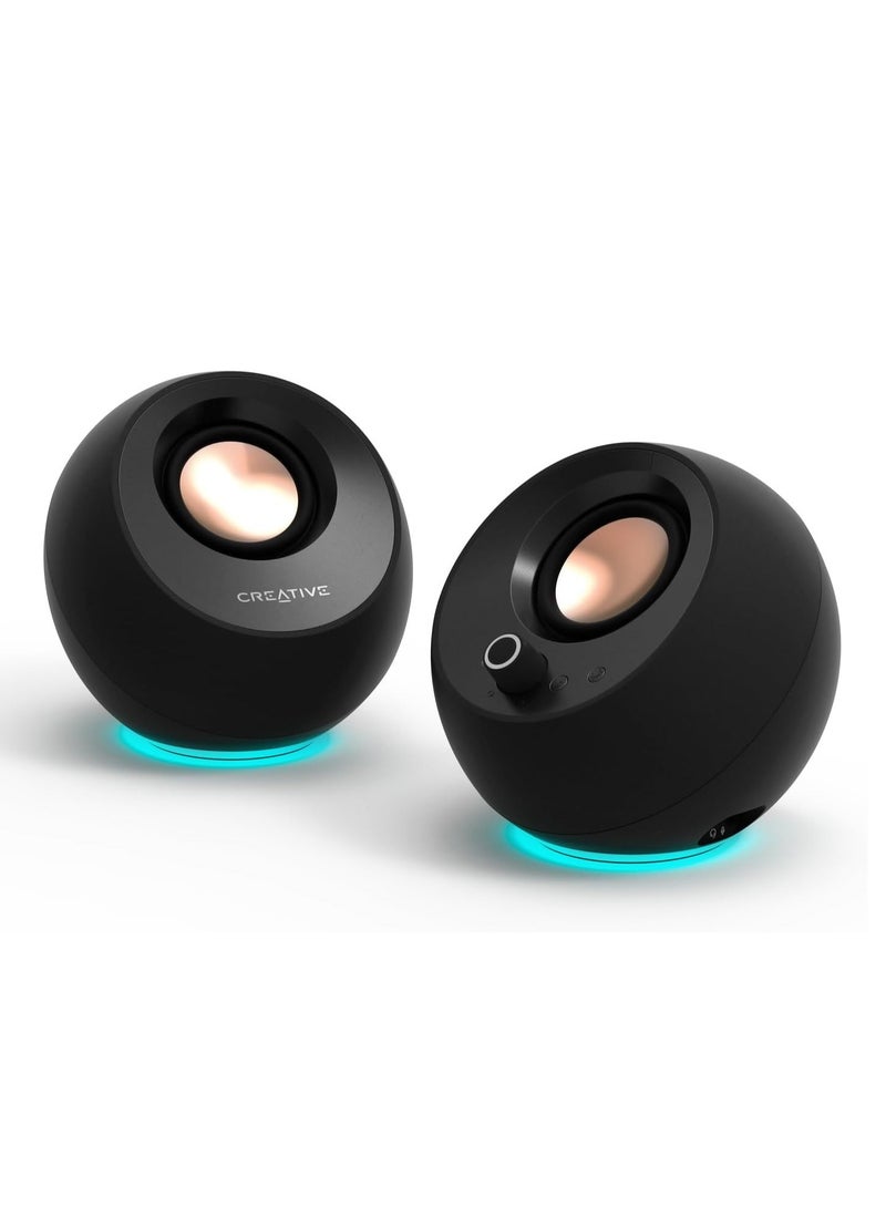 CREATIVE Pebble Pro 2.0 USB-C Computer Speakers with Bluetooth 5.3 and Customizable RGB Lighting, USB Audio, and Headset/Mic Port (Black) - Image 1