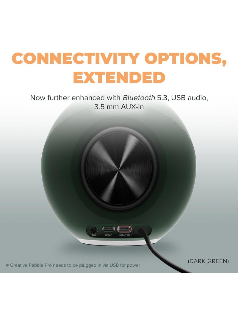 CREATIVE Pebble Pro 2.0 USB-C Computer Speakers with Bluetooth 5.3 and Customizable RGB Lighting, USB Audio, and Headset/Mic Port (Black) - Image 2
